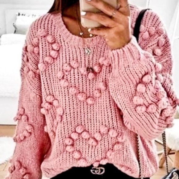 HEARTS Knit Dusty Pink Sweater - Picture 3 of 5